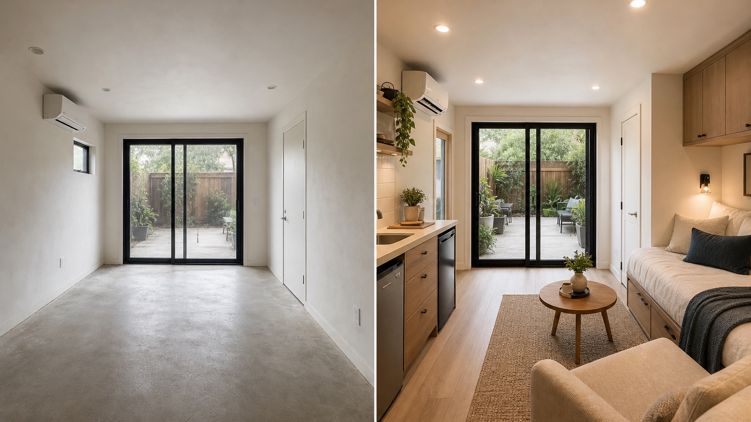AI adu floor plan visualizer before and after layout comparison