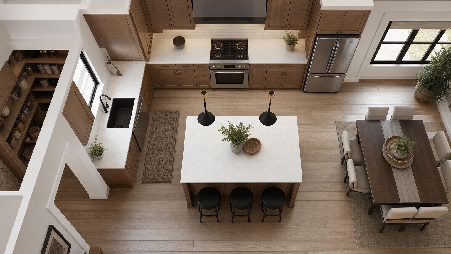 AI kitchen floor plan visualizer finished concept for kitchen circulation and work-zone test